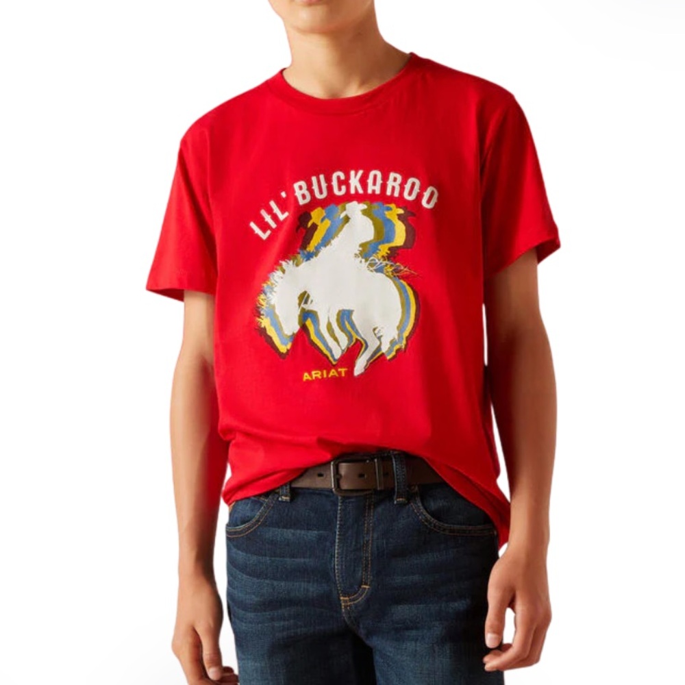 Boys Ariat Red Block Rodeo T Shirt Small